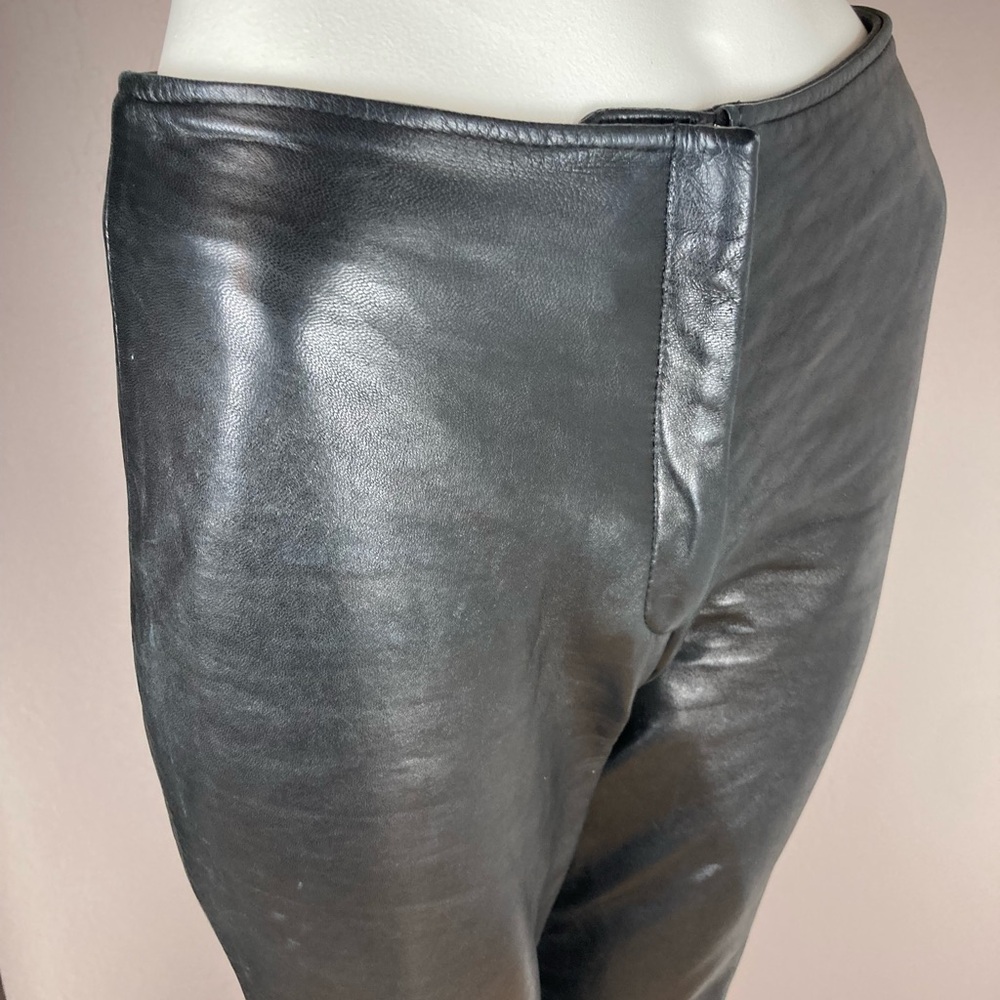 Oscar Leopold Black Lambskin Leather Pants - Picture 2 of 11